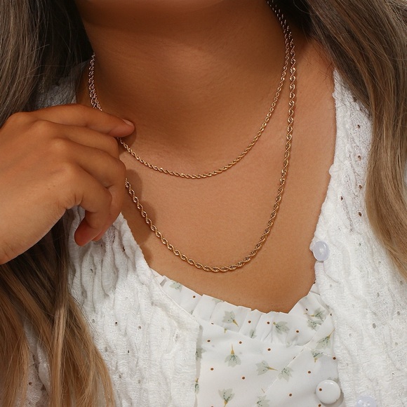 18K Gold Plated Rope Chain Necklace*3mm Rope Chain*Unisex Necklace*Men Necklace - Picture 4 of 6